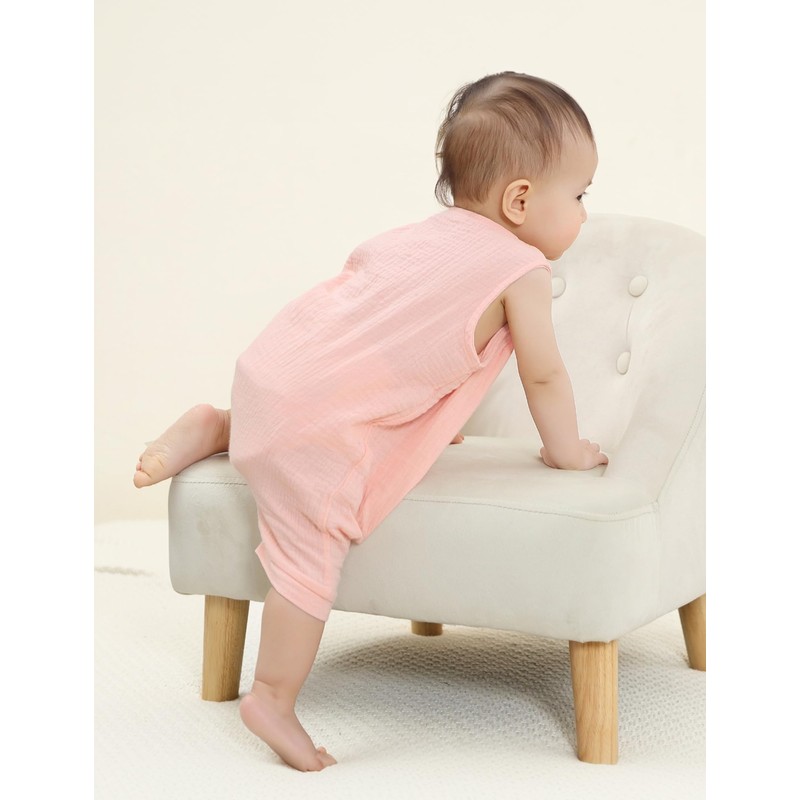 Baby Boys Girls Cotton Sleeveless Romper Jumpsuit Newborn Soft Solid