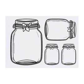 4 x 'Jar With Bow' Temporary Tattoos - Water Resistant, Skin-Safe, Non-Toxic Transfers, Mixed Sizes (TO00078276)