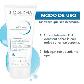 BIODERMA, Atoderm, Intensive Gel Moussant, Gel Limpiador Suave, Skincare Piel Muy Seca con Tendencia Atópica, 200ML