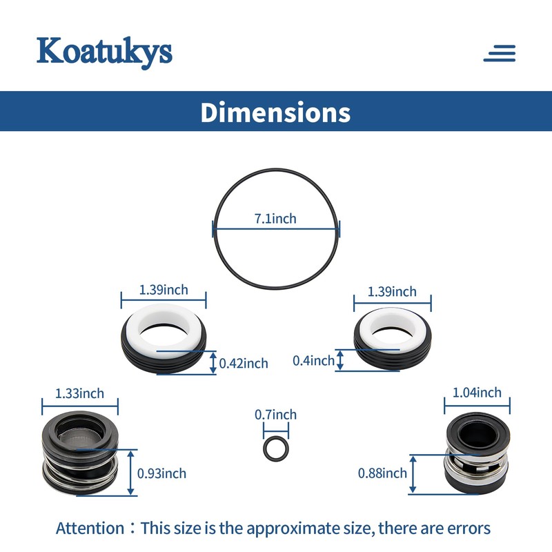 Koatukys PB4-60 Booster Pump Shaft Seal & O-ring Rebuild Kit