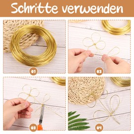 2 mm x 30 m Craft Wire, Gold, Wire for Crafts, Jewellery Wire, Aluminium Wire, Binding Wire, Modelling Wire, Rustproof for Jewellery Making,