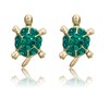 AVORA 10K Yellow Gold Green Turtle with Crystal Stud Earrings