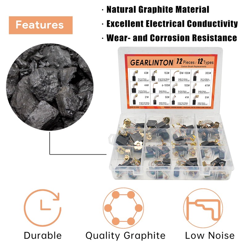 GEARLINTON Electric Motor Carbon Brushes, Set of 72 PCS in