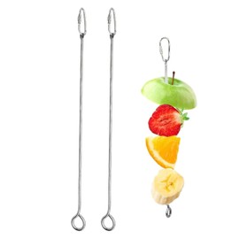 2 estantes de comida para pájaros, varilla de acero inoxidable para alimentador de loros, fácil de usar, herramienta de manejo de jaula de cacatú, juguetes colgantes de forraje para pájaros, brochetas