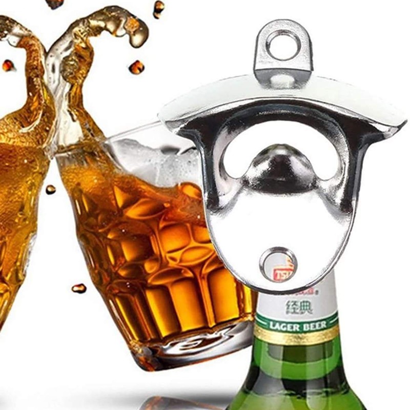 Durable Stainless Steel Bottle Opener,Wall Mounted Silver Opener,for Bartender Cafe