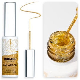 BURANO Gel Nail Polish Liner Nail Art Polish, Black White Purple Red Pink Painted Gel Nail Design Polish 1 Bottle, Build in Thin Nail Brush Chrome Gel Nail Polish Curing Required 8ml (LX2)