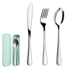 Travel Utensils with Case,SAOHYPEI Portable Silverware Set for Work, 4-Piece