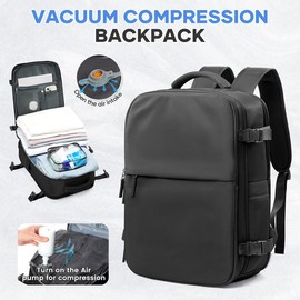 Vacuum Travel Backpack - Save 30% Space with Compression, Carry-On Size, Wet & Dry Separation:_L-AR6692-Grey【47*33*20CM】_Style - C