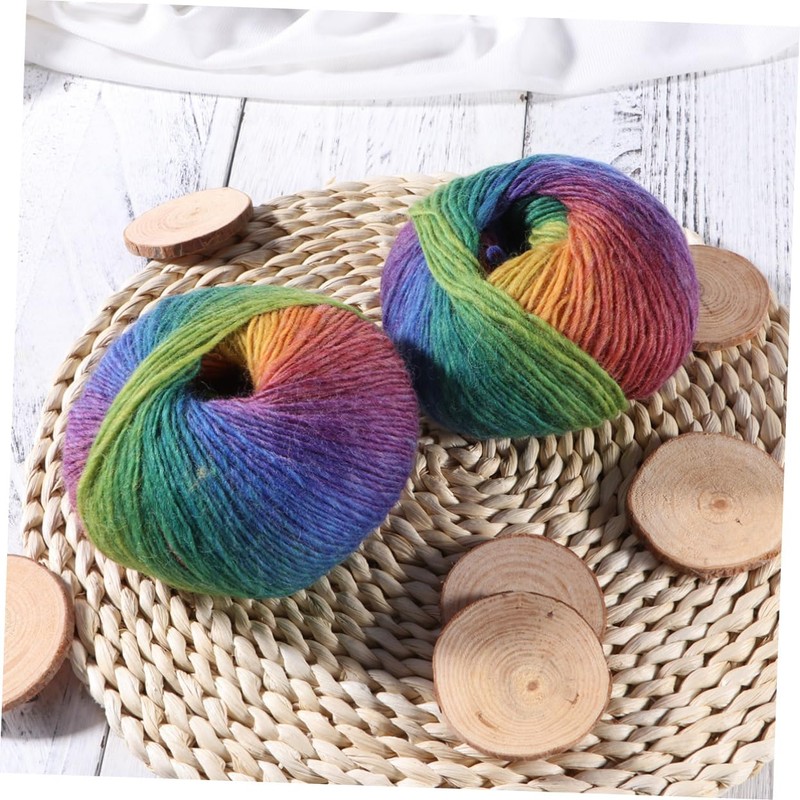 jojofuny 4pcs Colorful Wool Yarn Rainbow Cotton Knitting Yarn for
