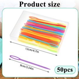 50 Pcs Plastic Sewing Needles Large Eye Yarn Needles with Storage Box 3.54 inch Blunt Craft Needles for Yarn Embroidery DIY Sewing Handmade Craft Knitting Crochet
