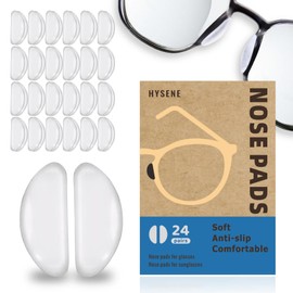 HYSENE 24 Pairs Silicone Nose Pads for Glasses, Anti-Slip Clear Eyeglass Nose Pads, 0.75in Soft Adhesive Nose Grips for Eyeglasses, Sunglasses - White