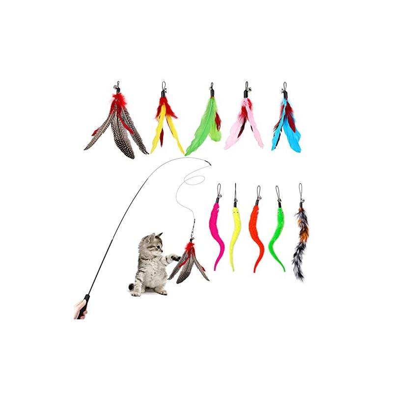 Juguetes Interactivos De Plumas para Gatos, Varita De Gato Retráctil,