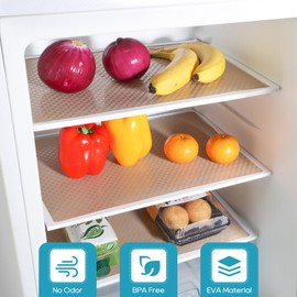 StaHom Shelf Liners for Kitchen Cabinets Refrigerator Liners Waterproof & Oil-Proof Kitchen Cupboard Liner Drawer Mats EVA Material Non Adhesive Fridge Liner for Shelves Beige 11.8 x 59 Inches
