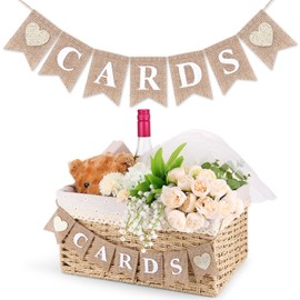 Mini Cards Sign Banner for Card Box Pre-Strung Burlap Banner Decorations for Wedding Reception Basket Birthday Baby Shower Celebration Graduation Party Supplies (banner)