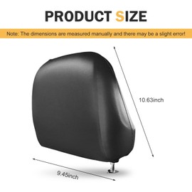 DACIRTY 2 PCS Full Wrap Front Seat Headrest Cover, Comfortable Touch Stretch PU Leather Non-Marking Fit Waterproof Seat Headrest Protector, Washable Replacement Accessory for Cars (Black)