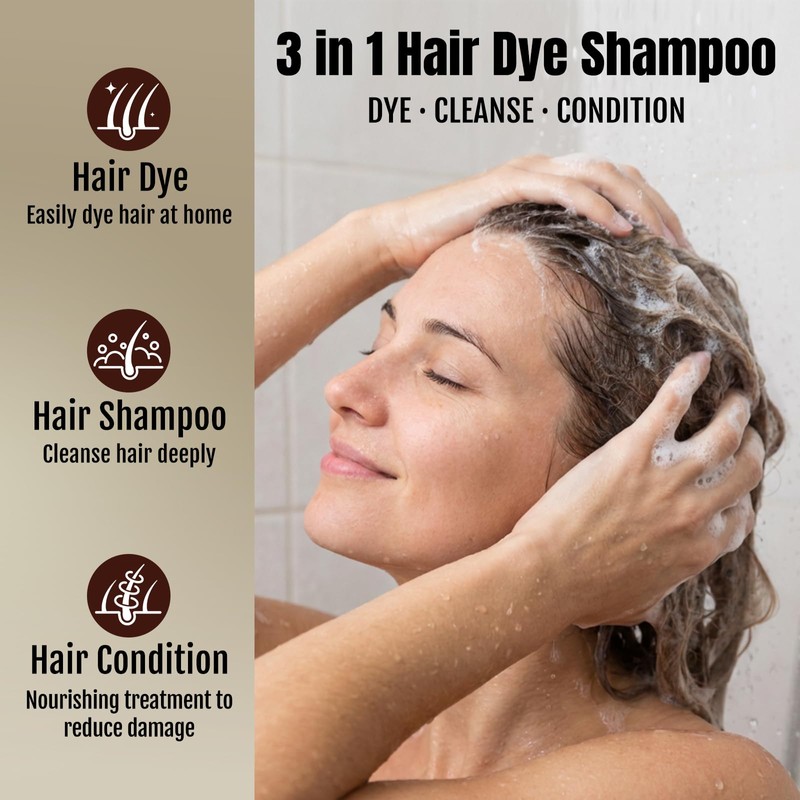 BOJICA MEIDU Dark Brown Hair Color Shampoo for Gray Coverage,