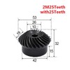 MKSIWSA Industry 2pcs 1:1 Bevel Gear 2 Modulus 25 Teeth