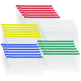 AUSTARK 30pcs Plastic Zipper Pouches, Small Clear Organizer Storage Bags, Poly Zip Envelope Zipper Bags for Office Supplies Stationeries Travel Cosmetic (9x4.7 Inch)