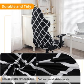 TIANWOWO Gaming Chair Cover, Geometric Pattern, Elastic Stretch Fabric, Machine Washable，Stretchable Anti-Scratch Fabric Office Desk, Universal Fit for Computer Gamer Chairs (Black)
