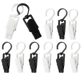 Kyuionty 12 Pcs Plastic Swivel Hanging Hooks Super Strong Rotating Laundry Hook Hangers Clothes Clips Closet Hangers for Home Clothing Store Workshop, Black&White
