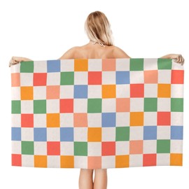 VOOHDDY - Toalla de playa retro clásico de los años 60 y 70 de microfibra suave absorbente, de secado rápido, toallas de baño grandes para baño, mujeres, niñas, piscina, camping, viajes, natación,