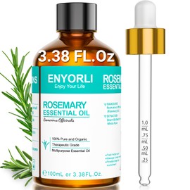 ENYORLI Rosemary Oil 3.38 fl oz Rosemary Essential Oil 100% Pure Undiluted for Hair, Scalp, Skin, Diffusers, Aromatherapy, Massage, Soap and Candle Making