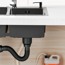 Soap Dispenser for Kitchen Sink and Extension Tube Kit,Soap Extension Tube with Dishwashing Sponge,No More Top Refill,Silicone Extension Tube Connect to The Soap Bottle Directly(Black)