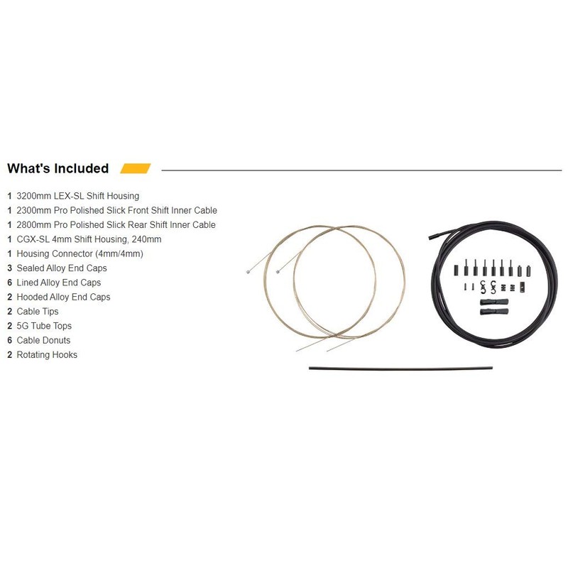 Jagwire PCK500 2X Pro Shift Gear Cable Set, Black, One