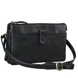 Benthill Leather Shoulder Bag - Travel Wallet Made of Genuine Cowhide Leather - Shoulder Bag with Zip - Oragnizer/Leather Bag - Men / Women, black