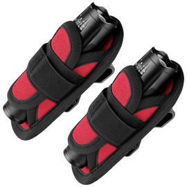 bvya 2 Pack Nylon LED Flashlight Torch Holder Stretchable Adjustable Flashlight Holster Duty Belt Pouch with 360 Degree Rotatable Clip