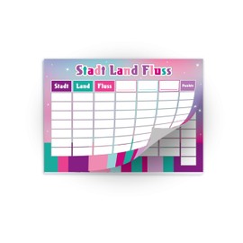 Limonia 6 Stadt-Land-River 25 Sheets DIN A6 Game Pad Gift Guest Gift Party Bag for Children's Birthday Theme Party Celebration Event Travel Teens Girls School Building Blocks Building Blocks