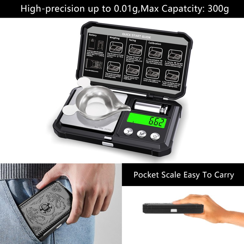 GRAM PRES Digital Pocket Gram Scale 300g x 0.01g Accuracy，