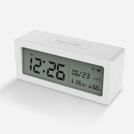 HuBDIC (HT-6) (temperature, humidity, date, day, alarm, snooze backlight), Thermometer, Hygrometer, Alarm Clock, Easy to Read Digital Clock, Temperature and Humidity, Time, Weekday, Simple, Stylish,