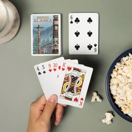 Lantern Press Alaska Totem Poles, Juneau, Alaska (52 Playing Cards, Poker Size Card Deck with Jokers)