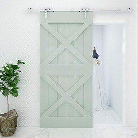 TSMST 10.5FT Sliding Barn Door Hardware Kit, Stainless Steel, Heavy Duty, Quiet Operation, Accommodates Door Width Up to 63 Inches, Fits Thickness 1 3/16" - 1 5/8", Max Weight 220lbs, Y Style