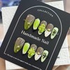 Ombre Green Press on Nails Handmade Medium Almond Fake Nails