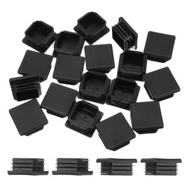 PATIKIL 1-1/2 Inch Plastic Tubing End Caps, 20 Pcs Square Hole Plug Insert for Round Iron Pipe Chair Leg Table Bookshelves Patio Furniture, Black