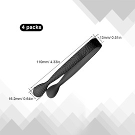 MYLERCT Eiszange, 4 Stück Zuckerzange Klein, 304 Edelstahl Eiswürfelzange, Vintage Schwarz Süßigkeiten Zange, Gehämmertes Design, für Eiswürfel, Süßigkeiten, Kekse