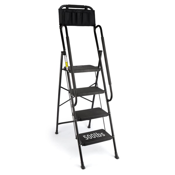 Valeo 4 Step Ladder with Handrails,500 Lbs Capacity,Folding Step Stool