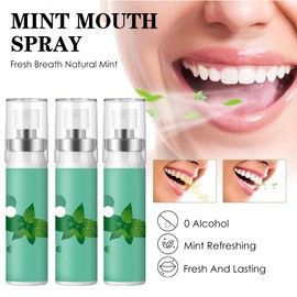 Serum für frischen Atem, Mundpflege mit Minze, Mundspray für den Atem, Gel für saubere Zähne für einen frischen Atem, erfrischend für den Atem, tragbar, 20 ml, 4 Stück, Minze