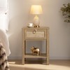 SICOTAS Rattan Nightstand - Rattan Decor Drawer with Brass Knobs