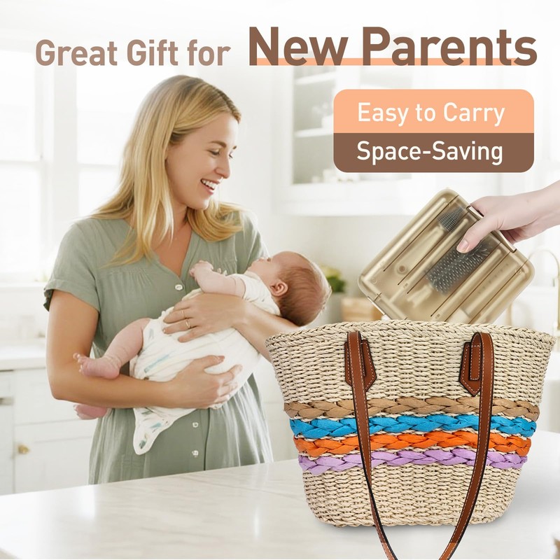 Baby Bottle Brush Set, 6-in-1 Travel Bottle Cleaning Kit with
