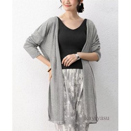 Kayiyasu Women's Cardigan, Summer, UV Protection, Loose, Summer Cardigan, V Neck, Medium Length, Soft, Cooling Protection, Breathable, Transparent, Casual, Work or School, gray (light gray)