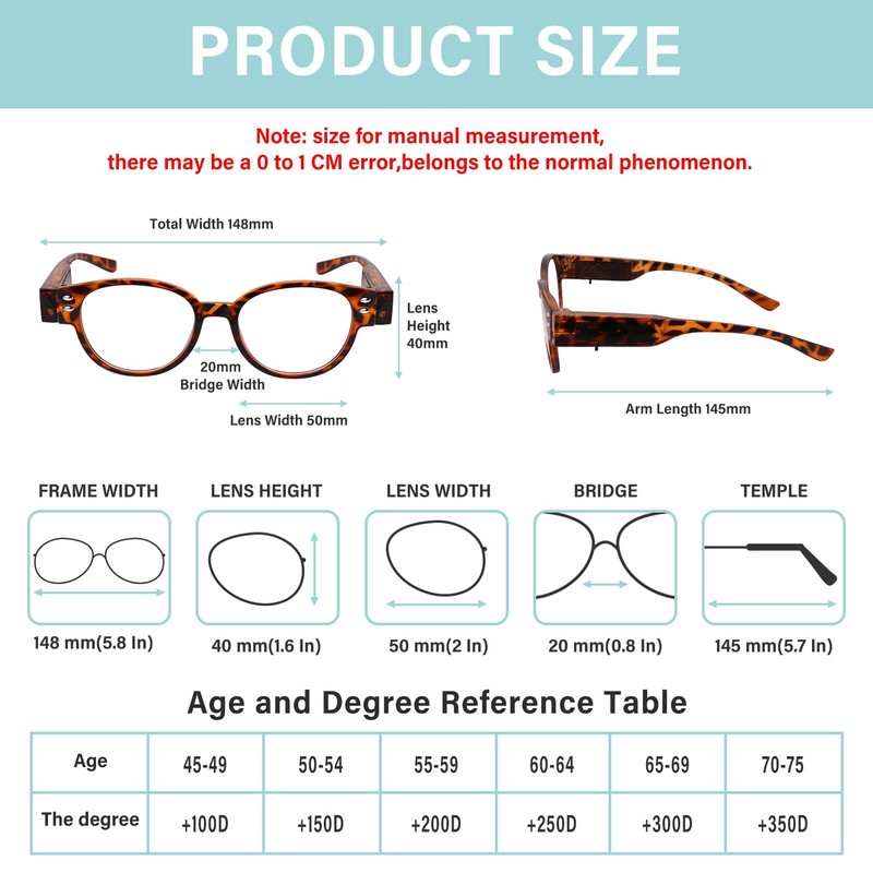 Reading Glasses with Light Bright LED Lighted Magnifier Reader Glasses