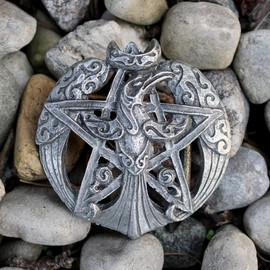 Dryad Design Pewter Crescent Raven Wiccan Pentacle Belt Buckle