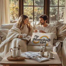 FITIE Trendy Retro The Homebody Club Lumbar Pillow Covers 12x20 Double-Sided, Gifts for Homebodies, Homebody Gifts, Mid Century Modern Homebody Aesthetic Pillow Covers for Home Bedroom Living Room