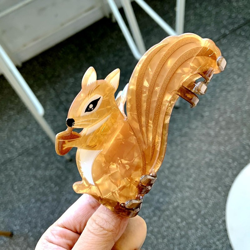 Unique Animal Claw Clip Cute Squirrel Shape Hair Clips Acetate