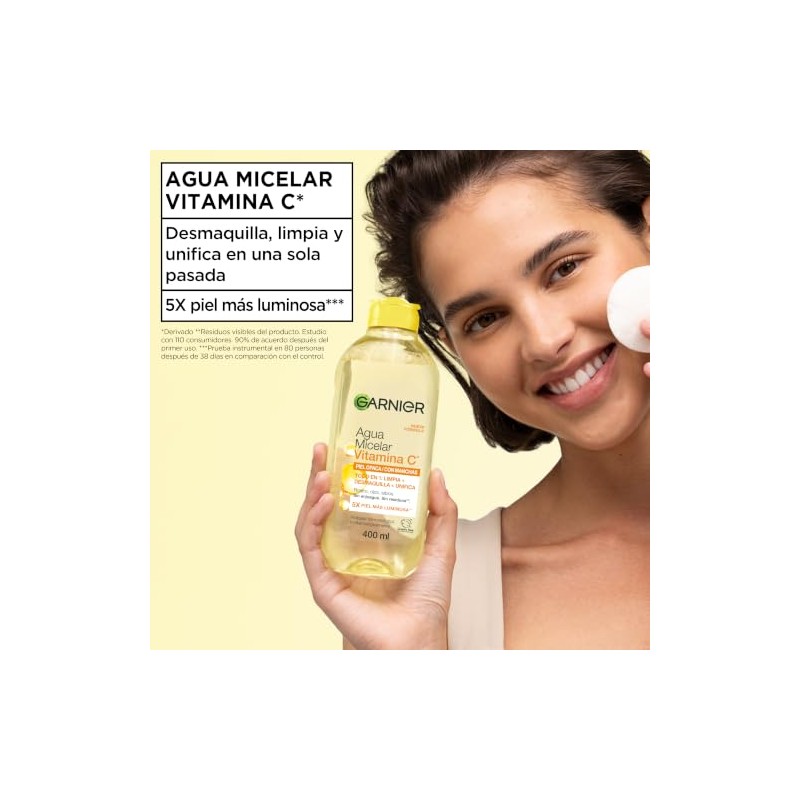 Garnier Express Aclara Agua micelar desmaquillante con Vitamina C Tono