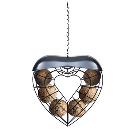 KALLAK Hanging Wild Bird Feeder, Suet Ball Bird Feed Dispenser, Heart Shaped
