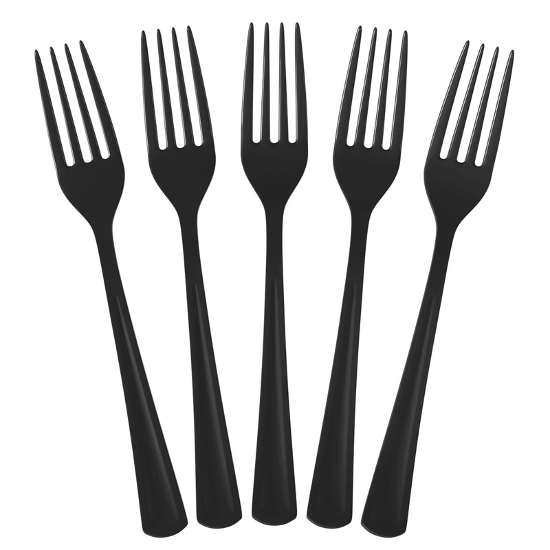 Exquisite Black Plastic Forks 50 Pieces Black Forks Disposable Utensils